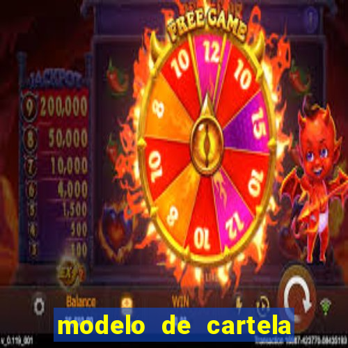 modelo de cartela de bingo em branco